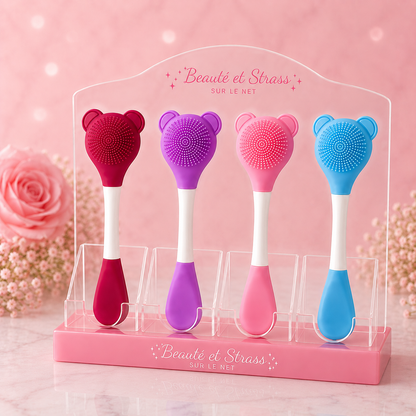 Brosse nettoyante visage et spatule en silicone 2-en-1