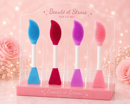 Brosse nettoyante visage et spatule en silicone 2-en-1