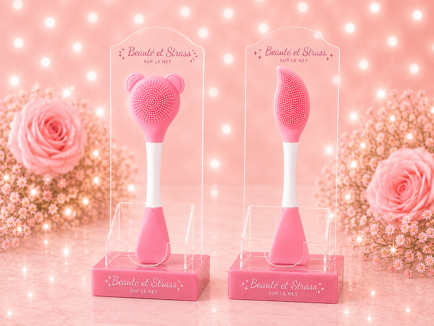 Brosse nettoyante visage et spatule en silicone 2-en-1