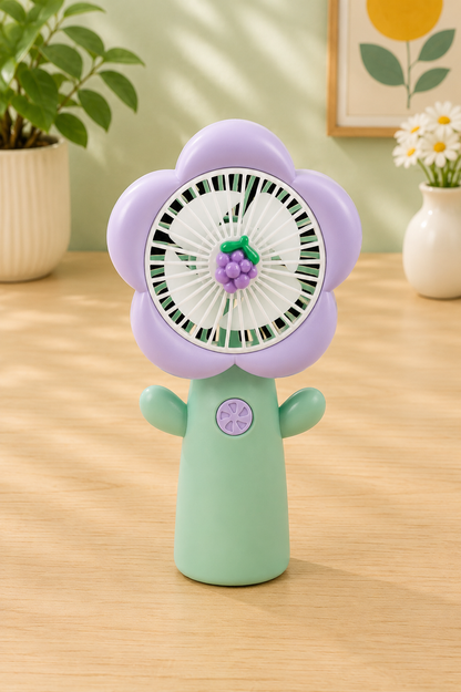 Ventilateur portable rechargeable USB avec dragonne – Fleur pastel