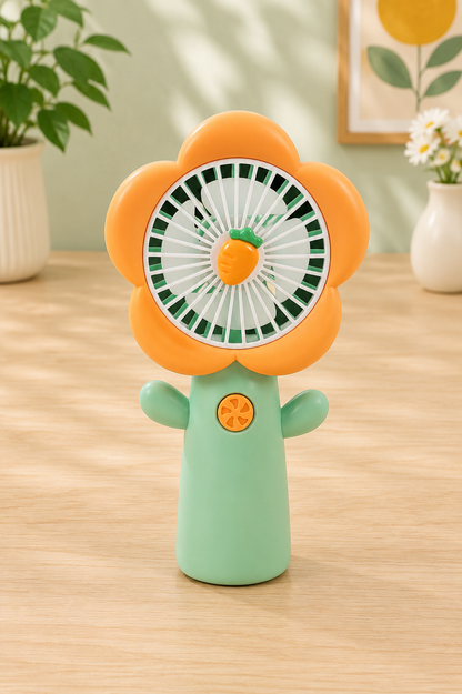 Ventilateur portable rechargeable USB avec dragonne – Fleur pastel