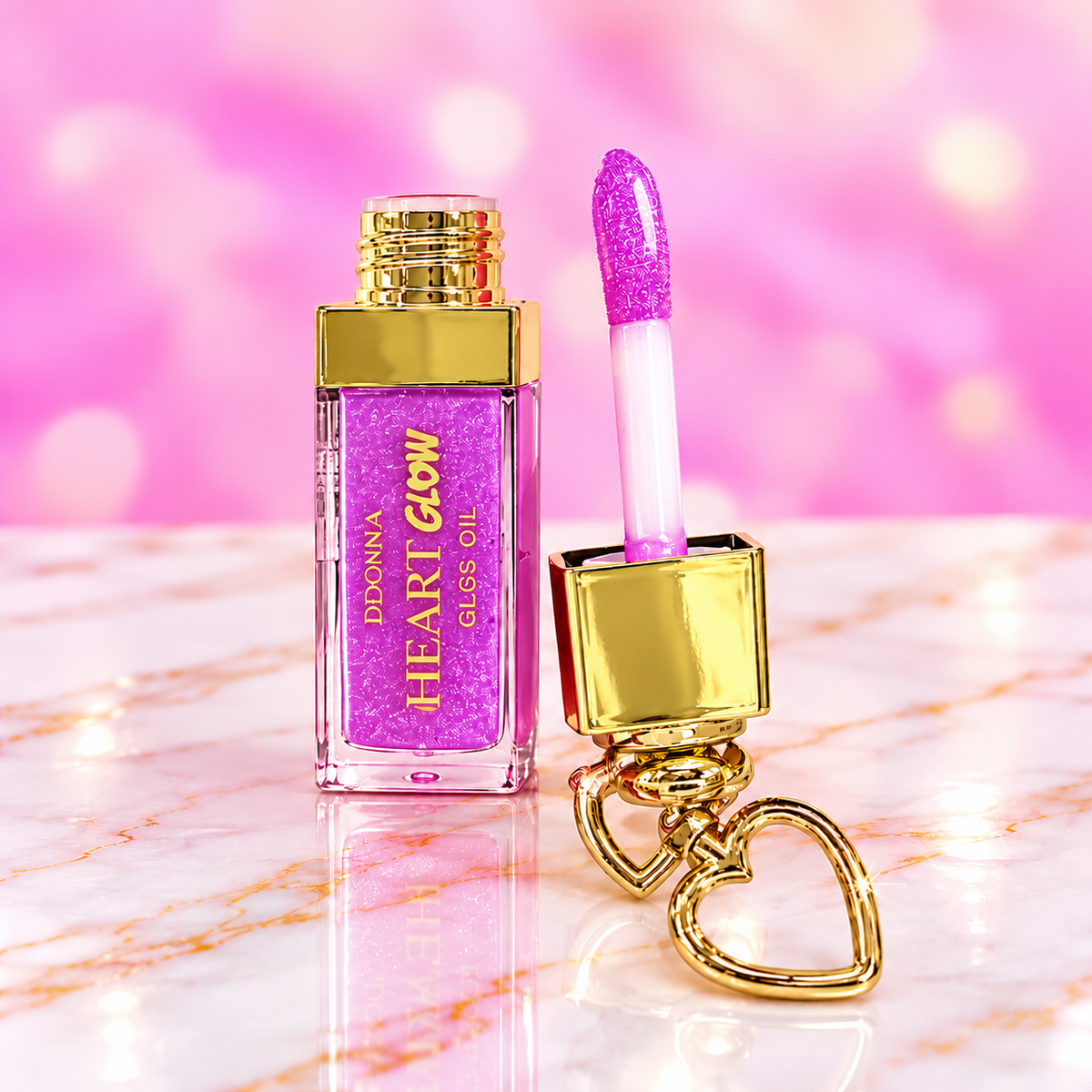 Bisou d'Amour – Gloss oil scintillant avec porte-clés cœur