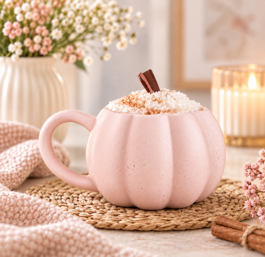 Ensemble mug citrouille rose avec 1 paire de chaussettes