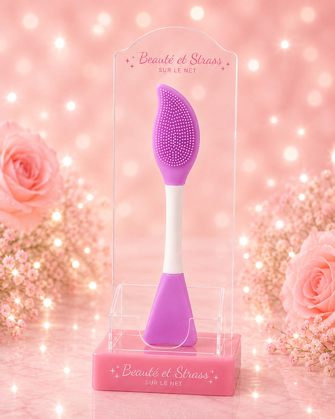 Brosse nettoyante visage et spatule en silicone 2-en-1