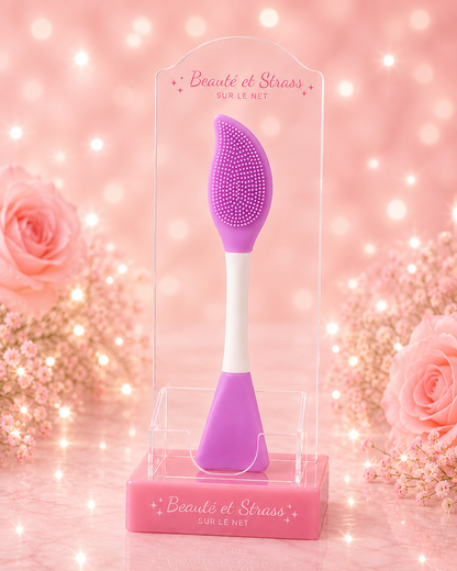 Brosse nettoyante visage et spatule en silicone 2-en-1