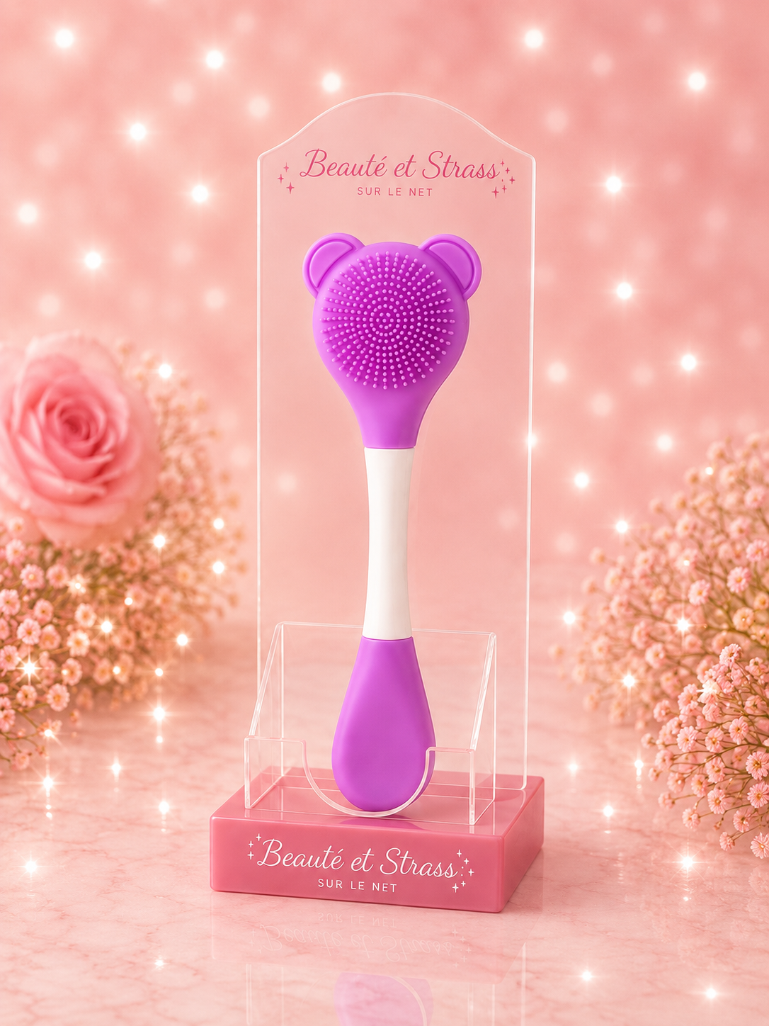 Brosse nettoyante visage et spatule en silicone 2-en-1