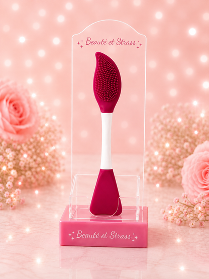 Brosse nettoyante visage et spatule en silicone 2-en-1