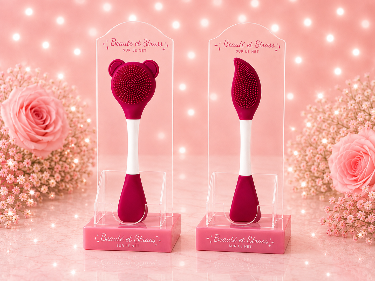 Brosse nettoyante visage et spatule en silicone 2-en-1