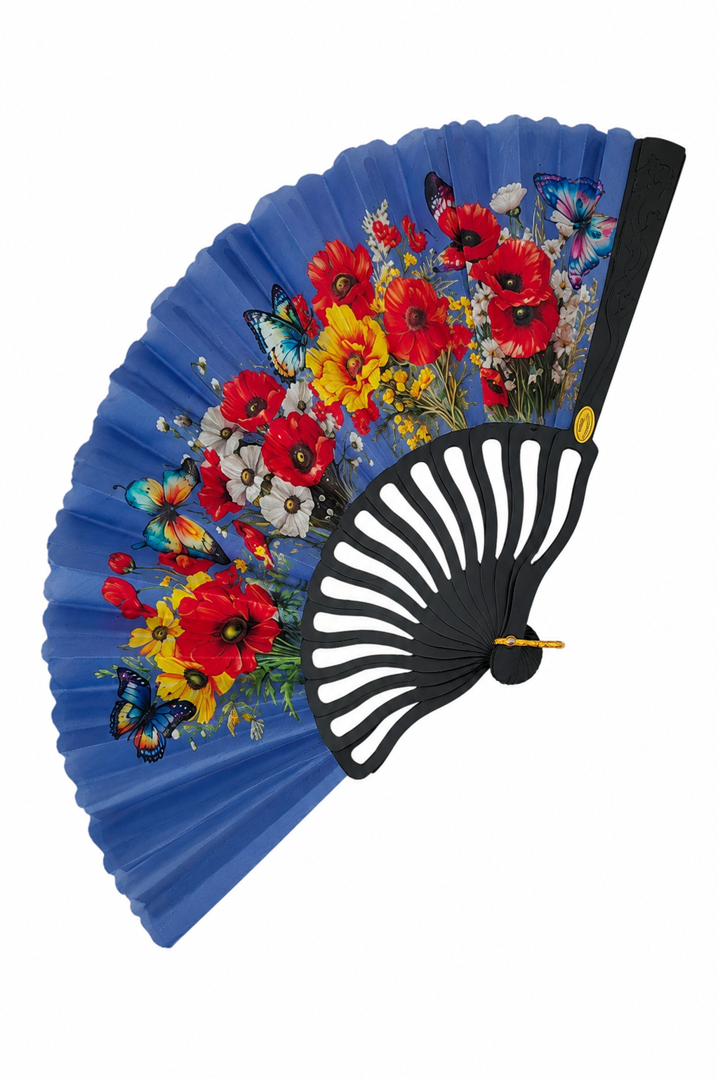 Éventail pliant à main floral et papillons