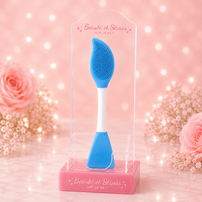 Brosse nettoyante visage et spatule en silicone 2-en-1