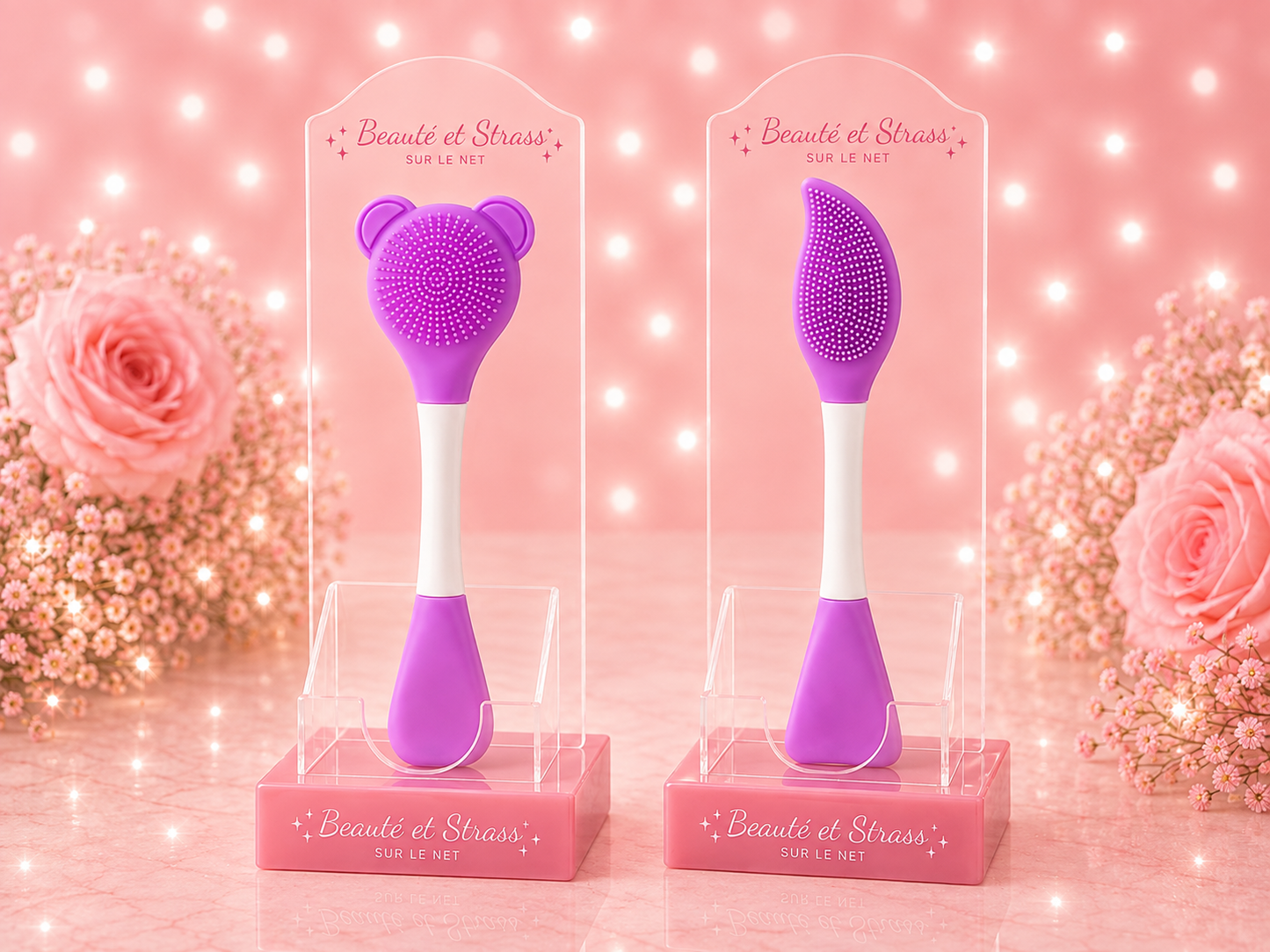 Brosse nettoyante visage et spatule en silicone 2-en-1
