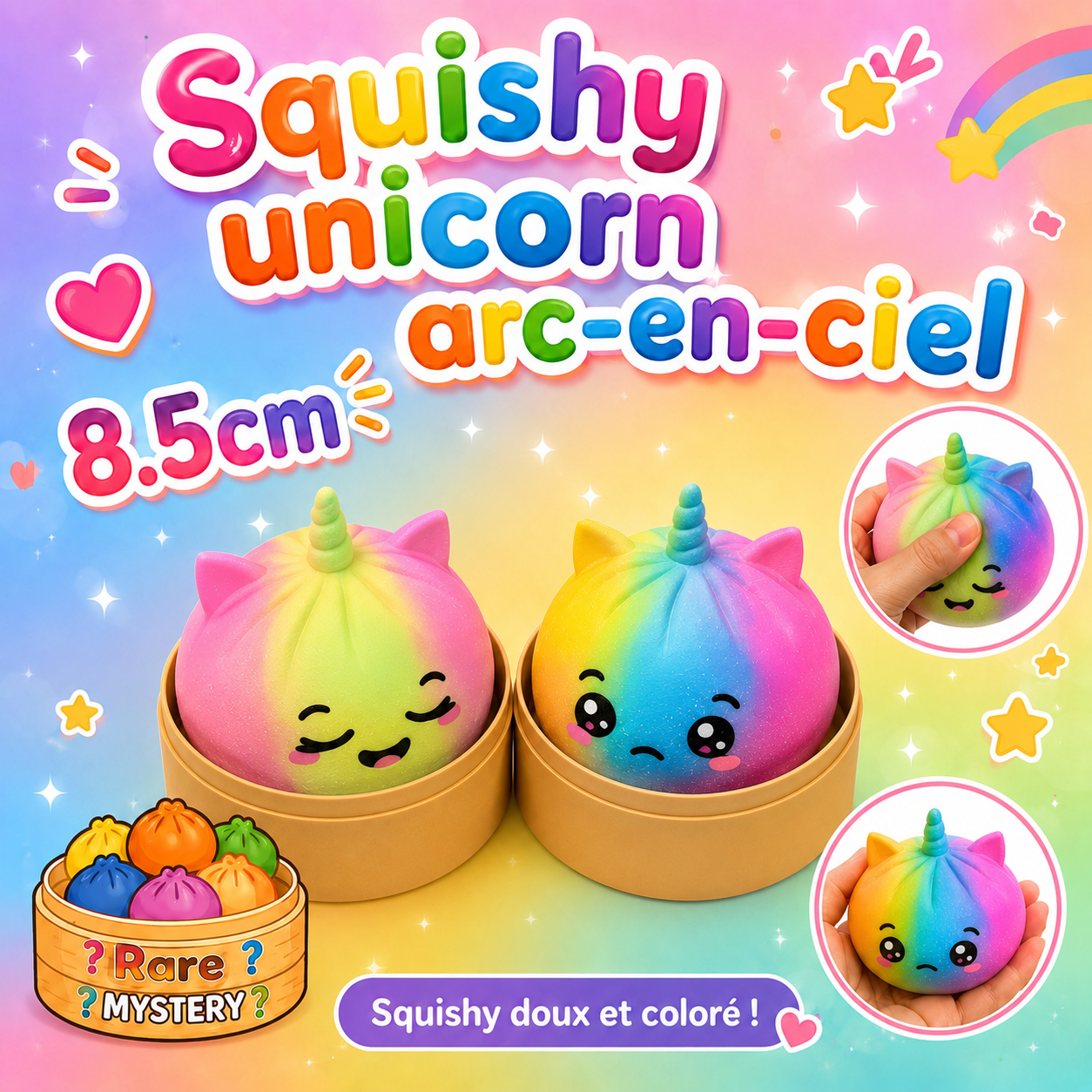 Squishy Unicorn arc-en-ciel