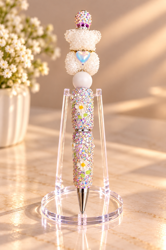 Stylo strass fait main ourson nacré