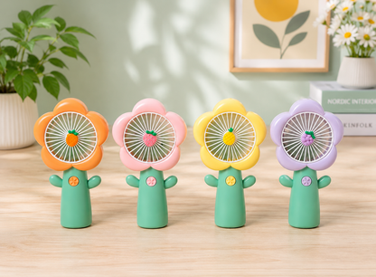 Ventilateur portable rechargeable USB avec dragonne – Fleur pastel