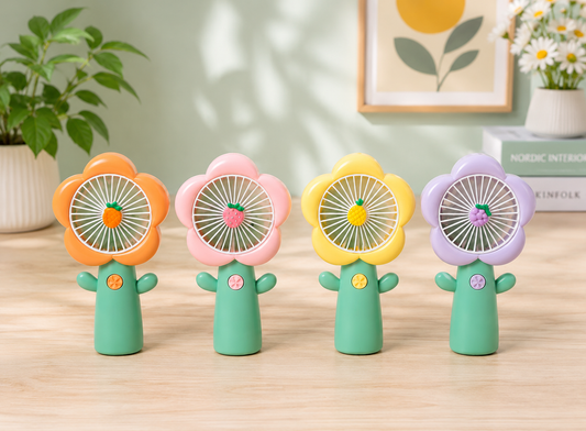 Ventilateur portable rechargeable USB avec dragonne – Fleur pastel