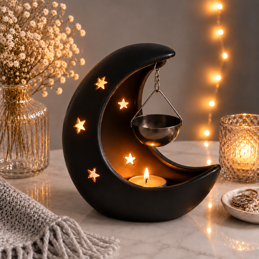 Brûle parfum croissant de lune noir
