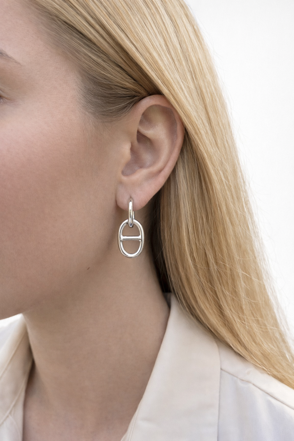 Boucles d’oreilles créoles mailles marine