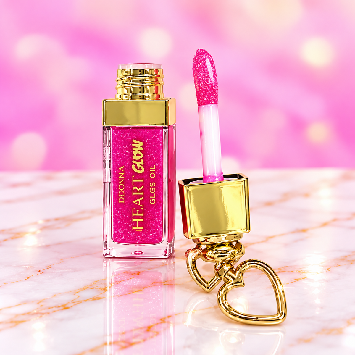 Bisou d'Amour – Gloss oil scintillant avec porte-clés cœur