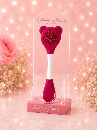 Brosse nettoyante visage et spatule en silicone 2-en-1
