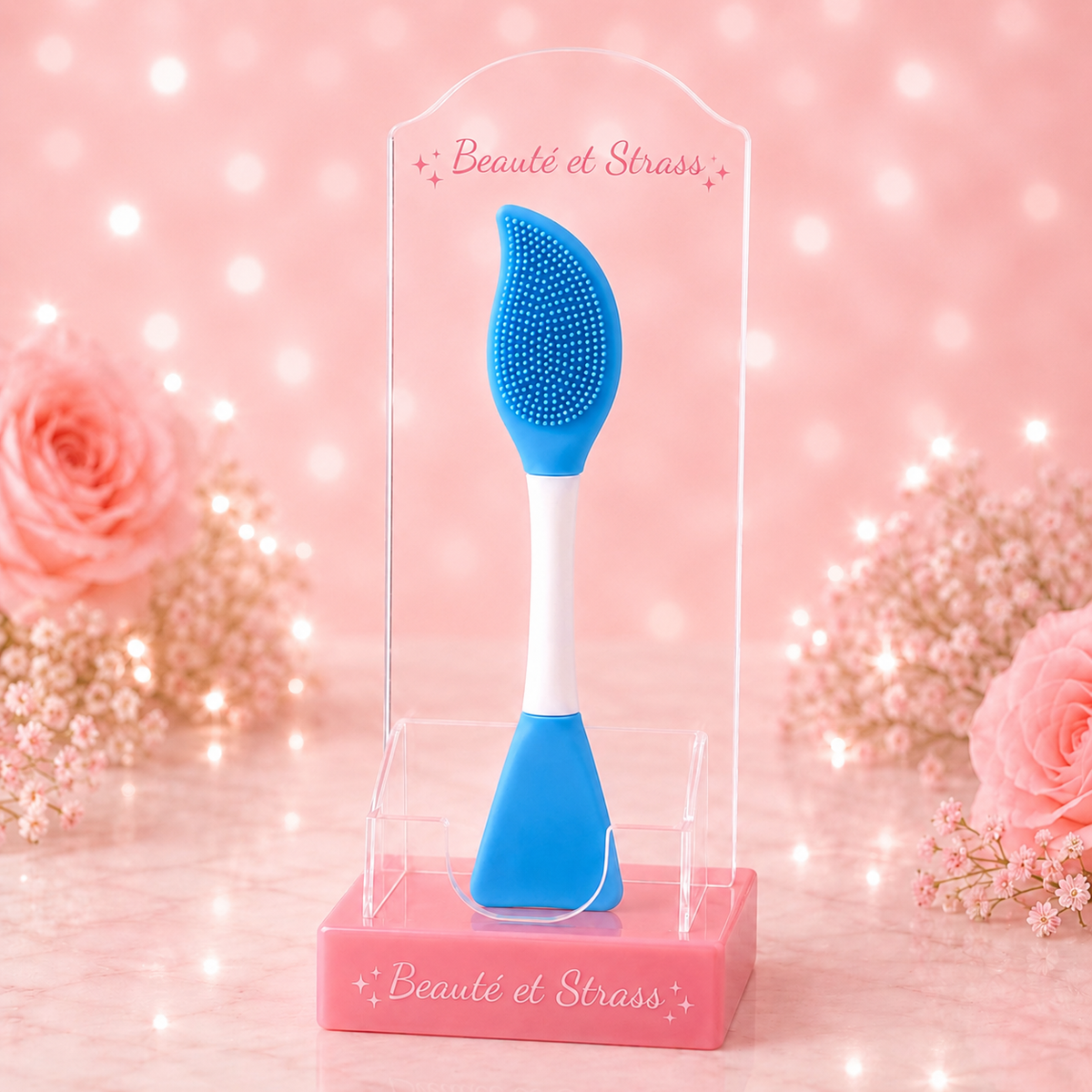 Brosse nettoyante visage et spatule en silicone 2-en-1