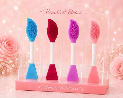 Brosse nettoyante visage et spatule en silicone 2-en-1