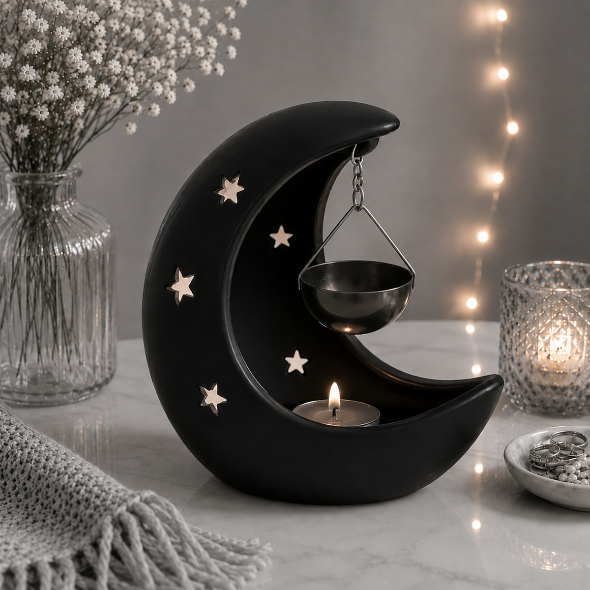 Brûle parfum croissant de lune noir