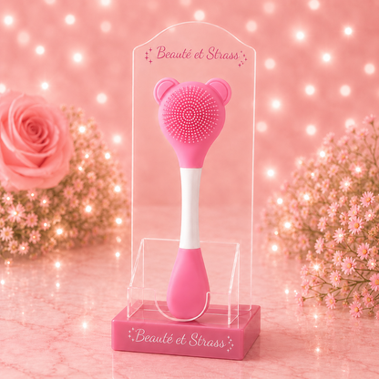 Brosse nettoyante visage et spatule en silicone 2-en-1