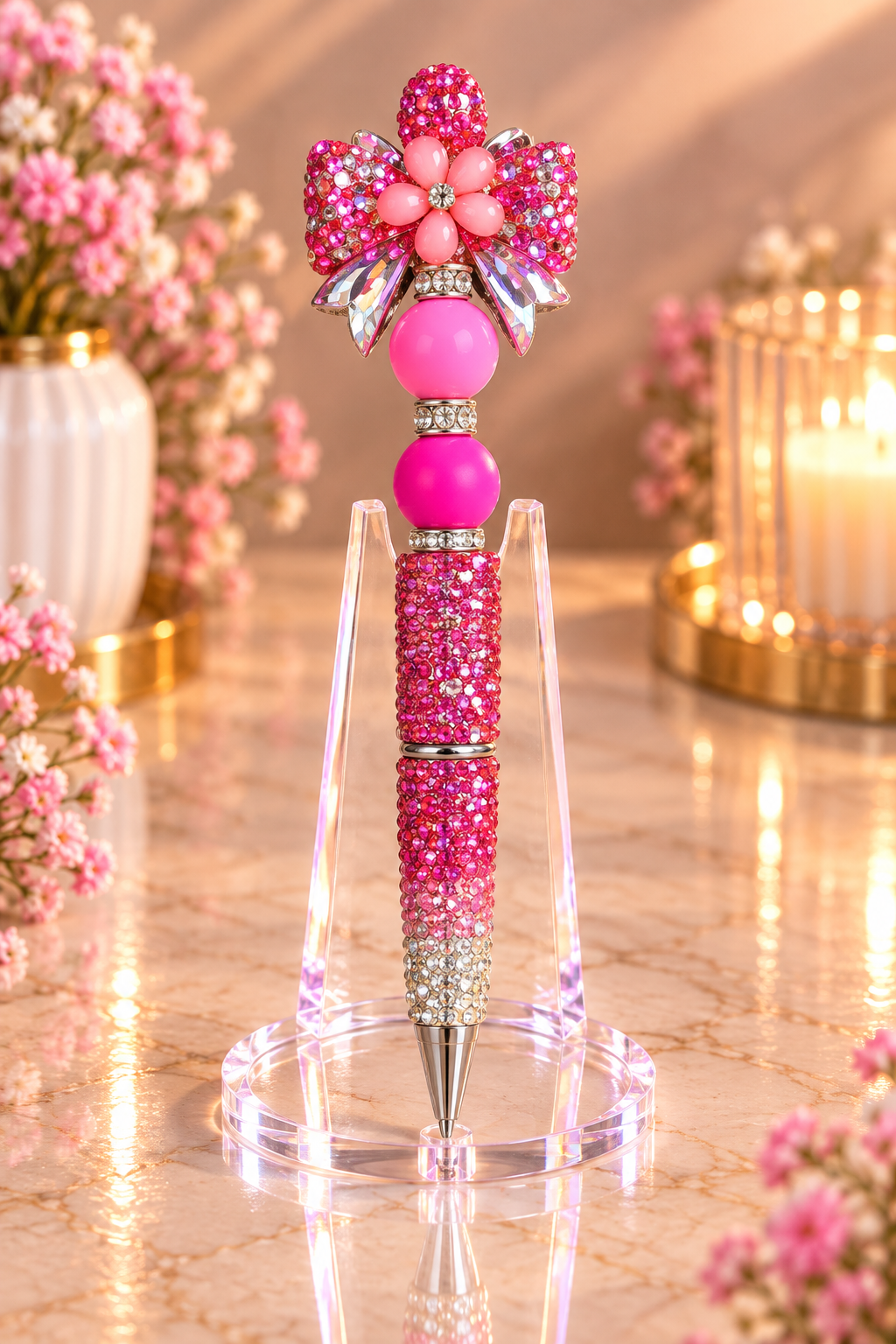 Stylo strass fait main fée de rubis