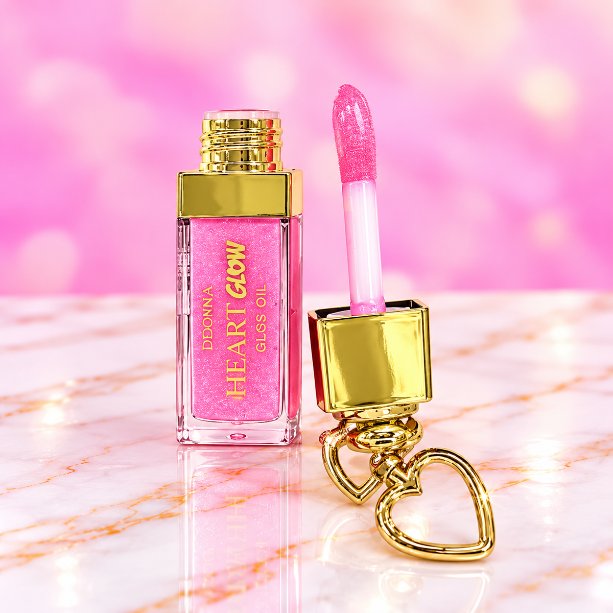 Bisou d'Amour – Gloss oil scintillant avec porte-clés cœur
