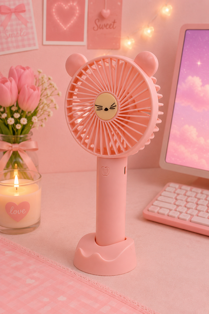 Ventilateur portable rechargeable USB – Ourson avec support téléphone