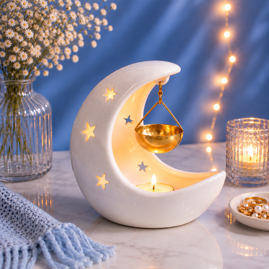 Brûle parfum croissant de lune blanc