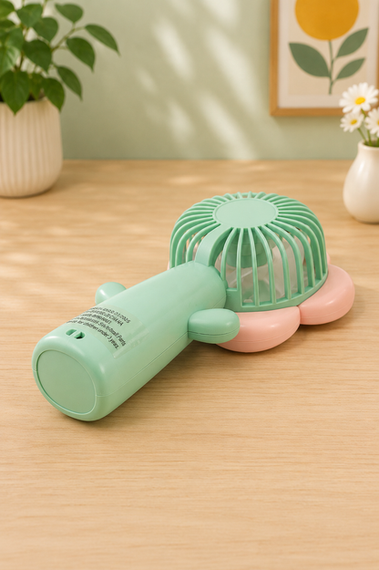 Ventilateur portable rechargeable USB avec dragonne – Fleur pastel