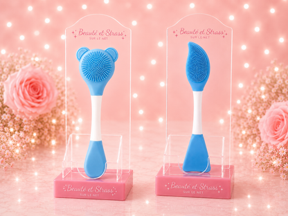 Brosse nettoyante visage et spatule en silicone 2-en-1