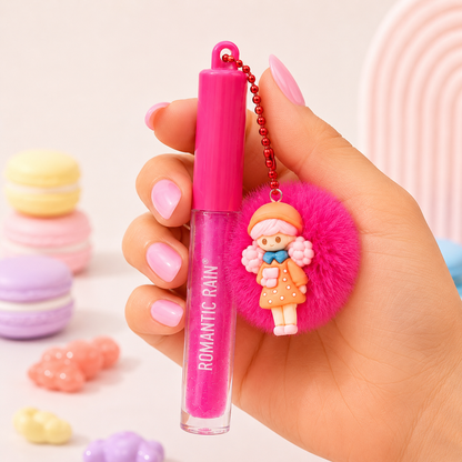Gloss porte-clés pompon – Écrin de douceur