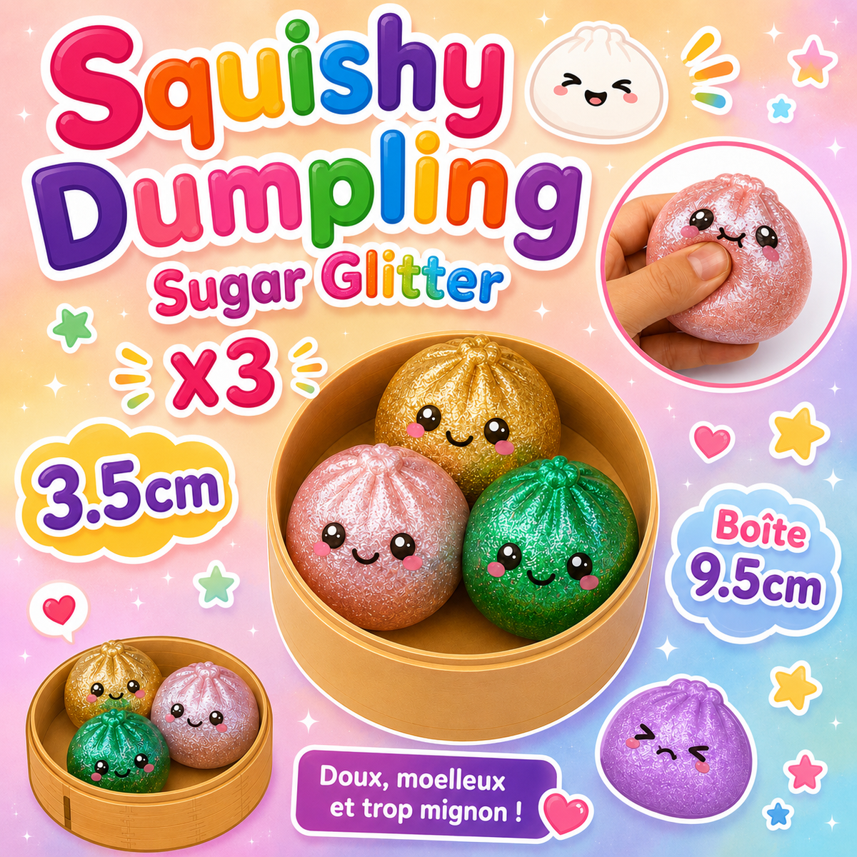 Squishy Dumpling Sugar Glitter X3