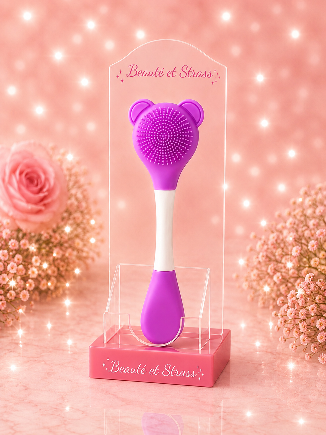 Brosse nettoyante visage et spatule en silicone 2-en-1