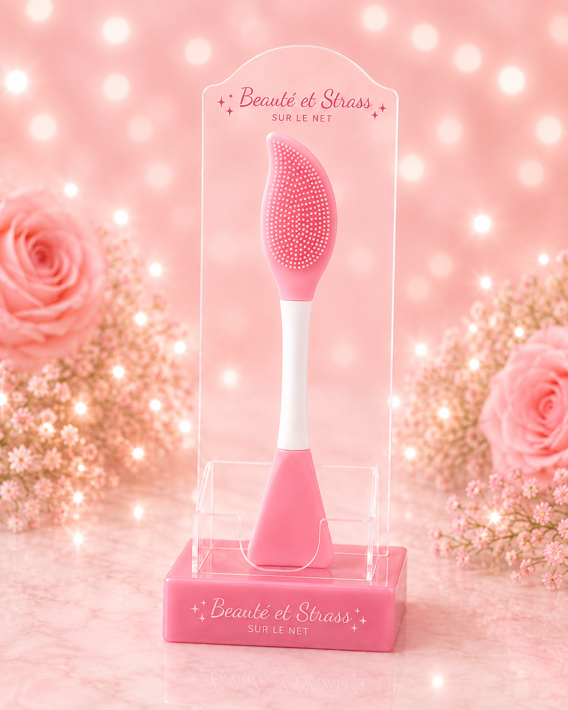 Brosse nettoyante visage et spatule en silicone 2-en-1