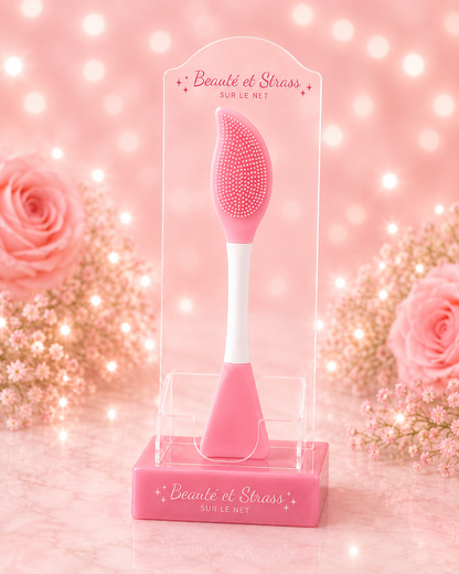 Brosse nettoyante visage et spatule en silicone 2-en-1
