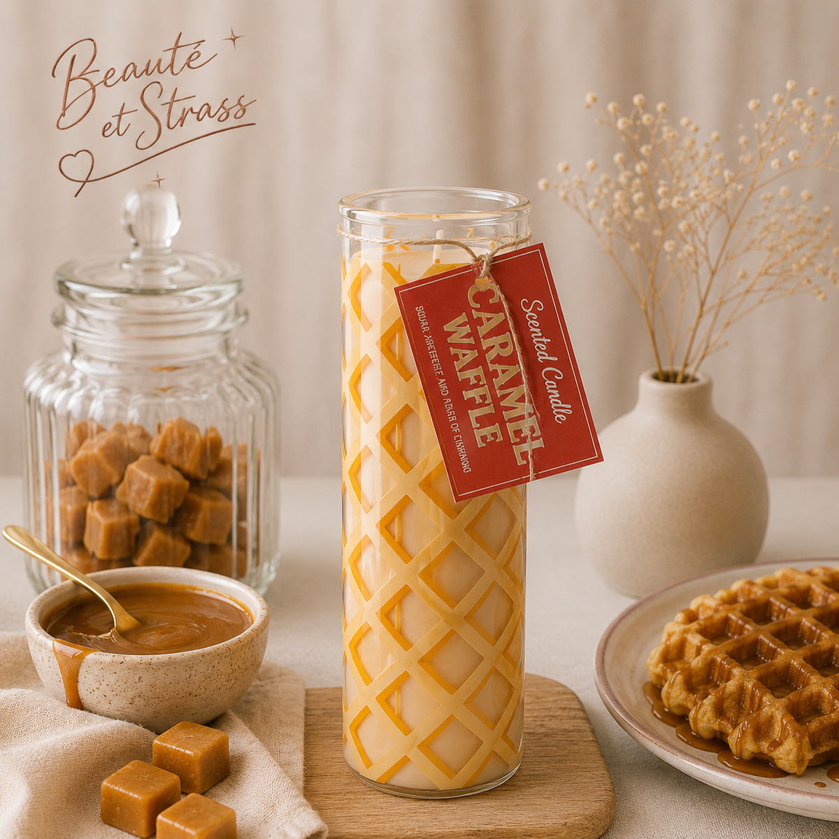 Bougie parfumée gaufre au caramel
