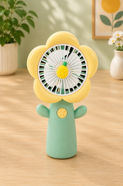 Ventilateur portable rechargeable USB avec dragonne – Fleur pastel