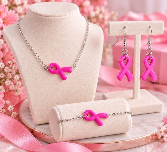 Boucles d'oreilles octobre rose 🎀