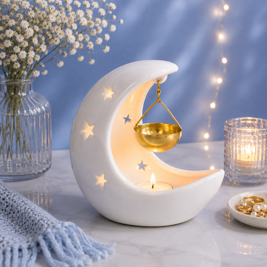 Brûle parfum croissant de lune blanc