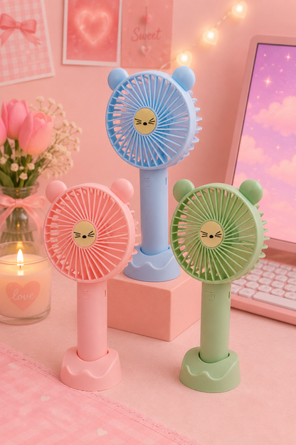 Ventilateur portable rechargeable USB – Ourson avec support téléphone